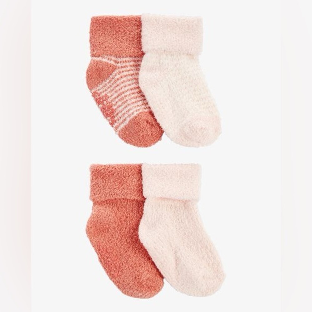 New Carters chenille foldover baby socks 4 pack newborn booties fluffy
